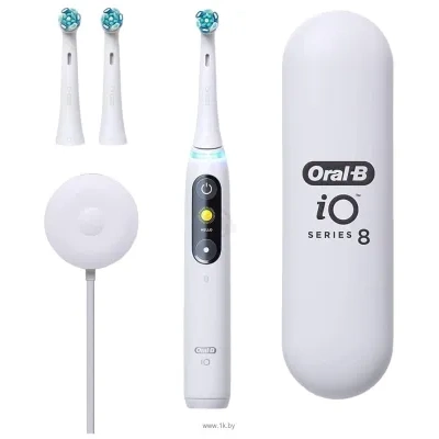 Oral-B iO 8 (belyiy, 3 nasadki)